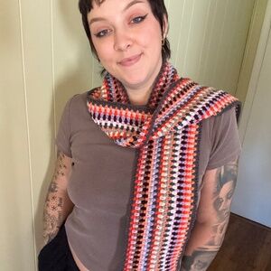 Handmade Blue and Grey Fringe Scarf